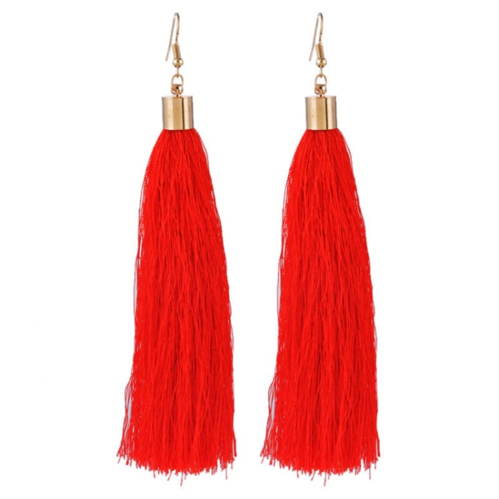 ✨SALE✨ Beautiful Red Tassel Earrings! - Picture 1 of 3